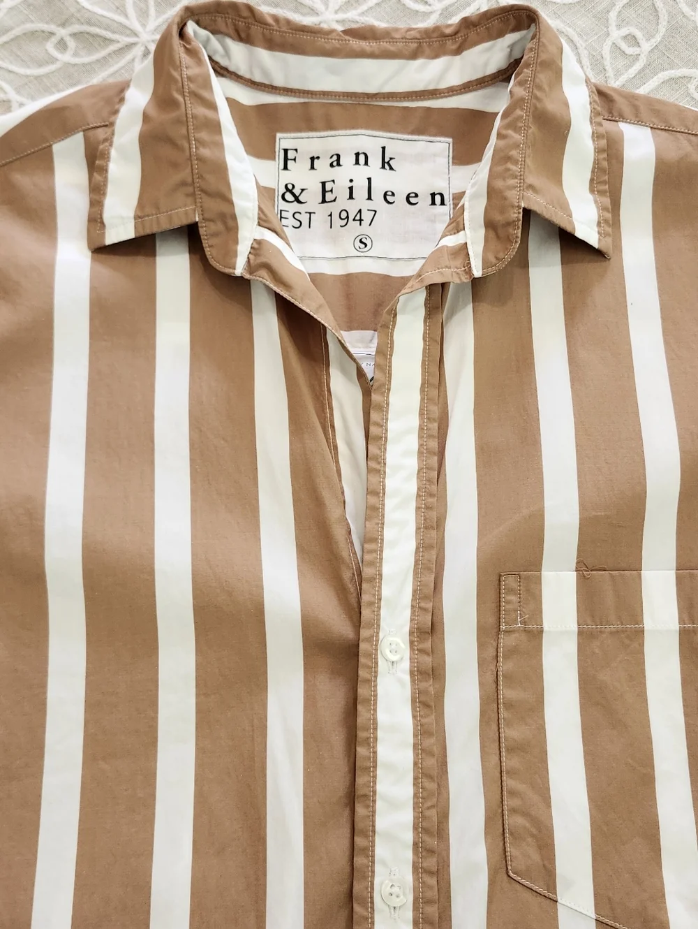 Frank & Eileen Joedy Stripe Boyfriend Button Up Shirt 100% Cotton Small - Picture 7 of 13